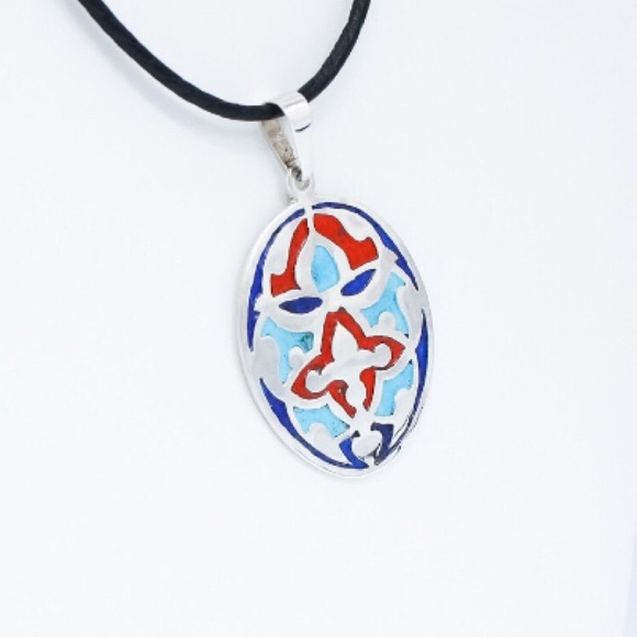 Glass and Silver Berber Pendant Sp0105 - Picture 2 of 4